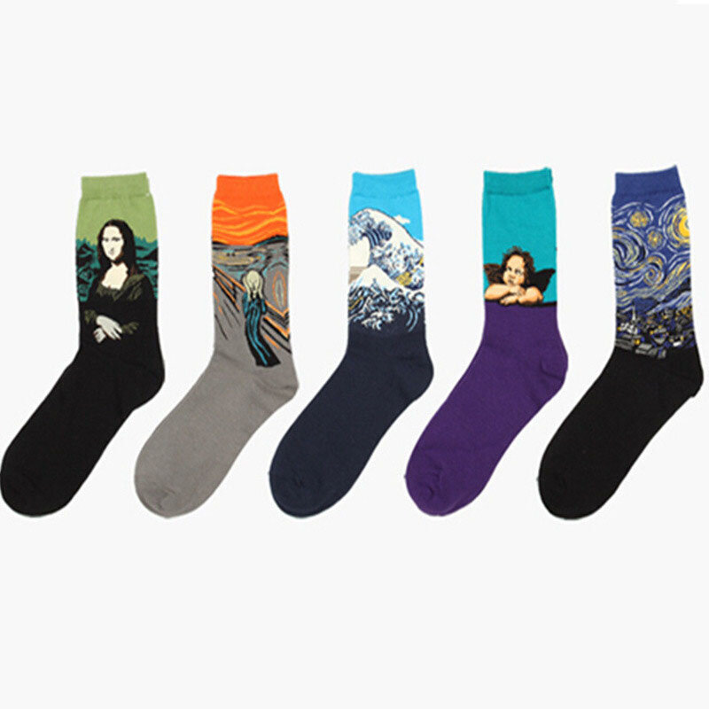 Calcetines de Arte de Van Gogh para mujer, Serie de pintura al óleo famosa, obra maestra del mundo, divertidos y felices, Unisex, gran oferta