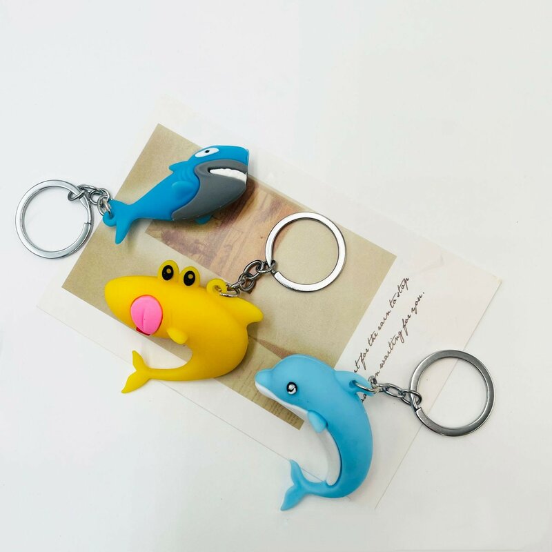 돌고래 상어 키체인, 귀여운 만화 PVC 부드러운 고무 키링, 학교 가방 배낭 펜던트, 자동차 액세서리, 창의적인 바다 선물