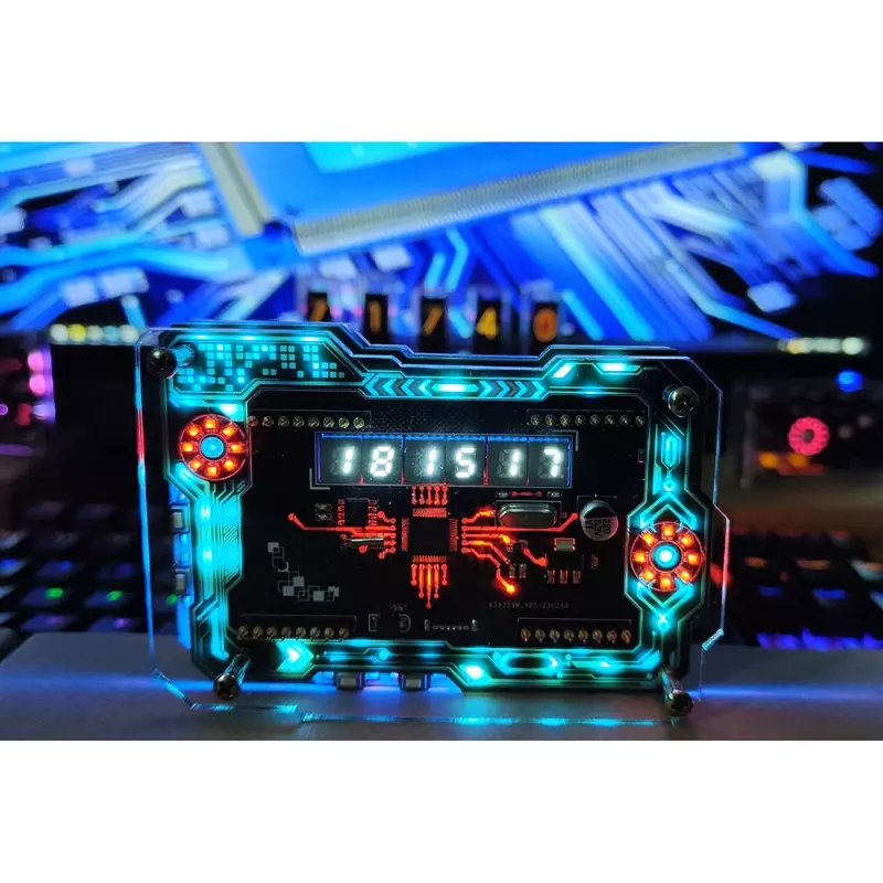 Cyberpunk RGB LED Nixie świetlówka zegar tablica cyfrowa DisplayDesktop, Cyberpunk, akcesoria do pokoju e-sportowego