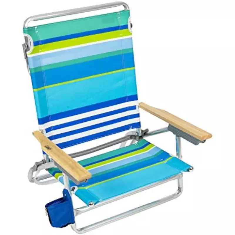 Rio Beach Classic 5-positie Lay-Plat Opvouwbare Strandstoel, 30.8 "X 24.75" X 29.5 ", Koele Blauwe Strepen, Roze/Wit/Beige/Zwart