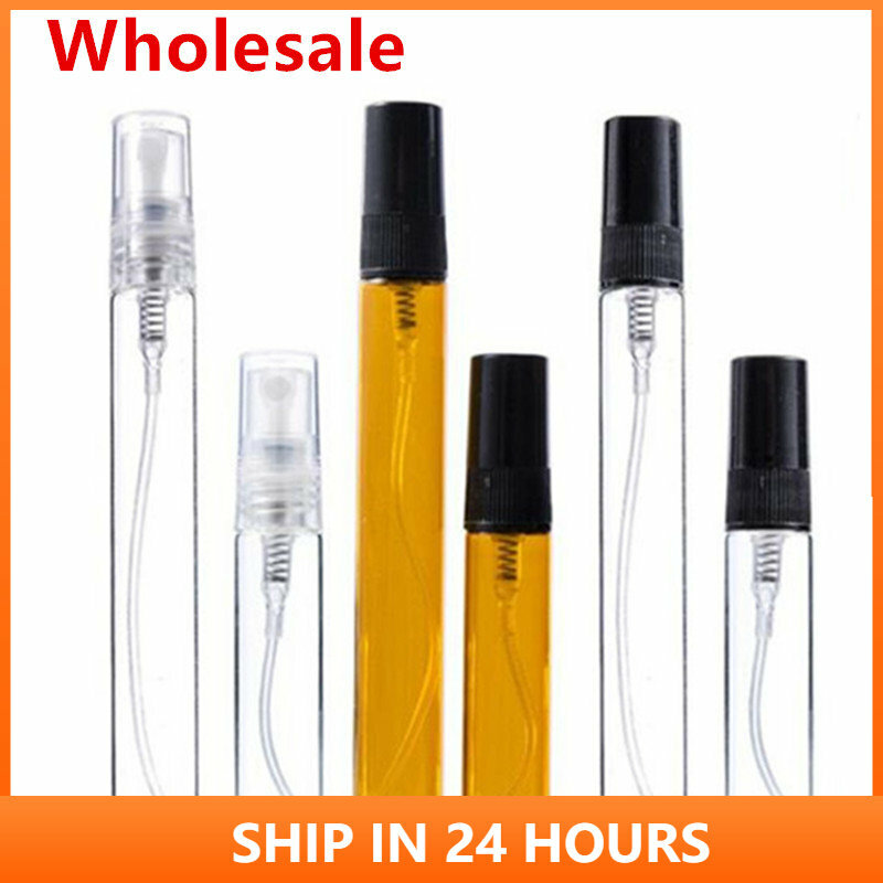 50/100/200PCS 2ML 5ML 10ML Amber Clear Mini Perfume Glass Bottle Empty Cosmetics Bottle Sample Thin Glass Vials Wholesale 4#1
