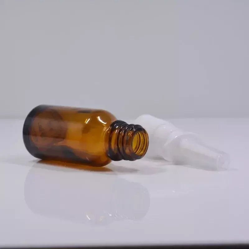 Botella de Spray Nasal ámbar de 1 piezas, pulverizador de niebla Nasal de vidrio, pulverizador de prensa, botellas vacías, atomizador de vidrio recargable, 5ml-100ml