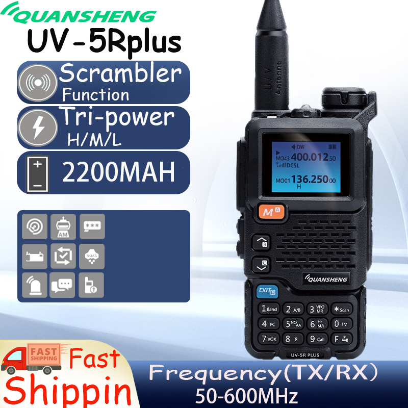 Quansheng 5R UV PLUS walkie talkie แบบพกพา AM FM สองทางวิทยุ commutator VHF สถานีรับ K5แฮมไร้สายชุดระยะยาว