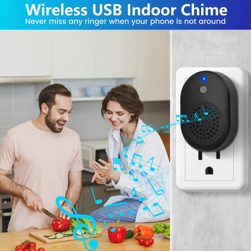 Smart Home T6 Bel Pintu Video WiFi Nirkabel Kamera Digital Luar Ruangan Bel Pintu Interkom HD Penglihatan Malam Perlindungan Keamanan Aiwit