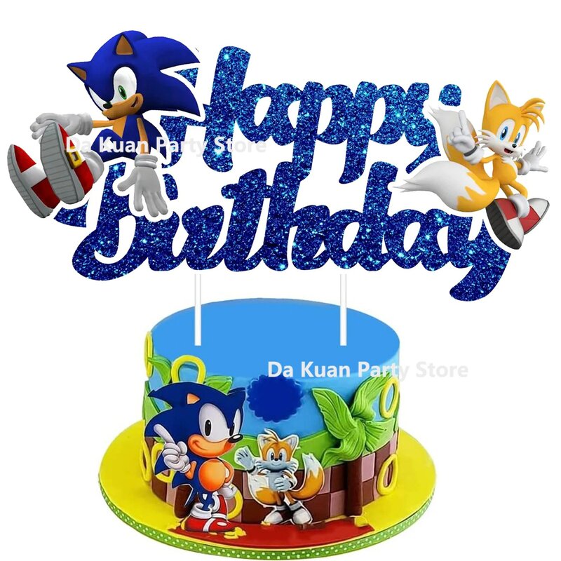 Sonic the Hedgehog Party Supplies Boys Birthday Party Paper Tableware Cake Topper Cupcake Decor Baby Shower Party Decorations