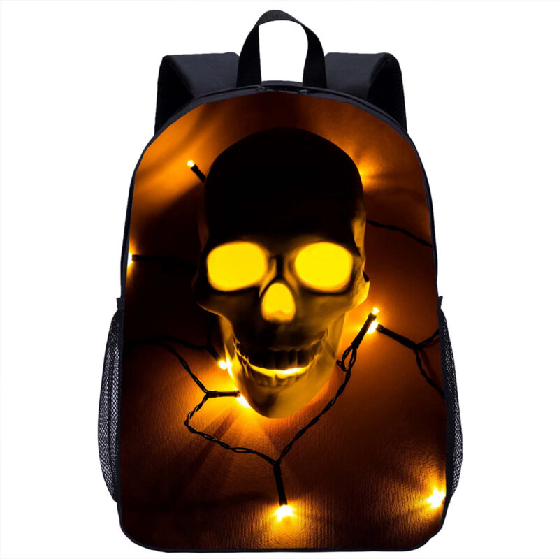 Backpack with Cool Flame Skull Girls Boys School Bag Student Book Bag Laptop Bag Teenager Daily Casual Storage Travel Backpacks