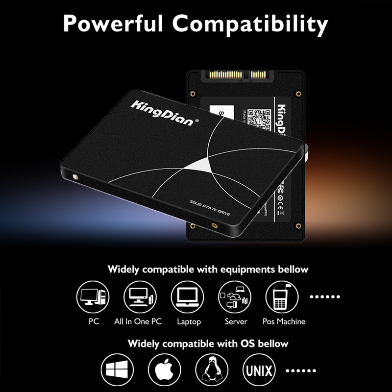 KingDian SSD 128GB 512GB 1TB 2TB SATA 3, 5 Cal wewnętrzny dysk półprzewodnikowy HD HDD do laptopa stacjonarnego serwera (S280-120GB)