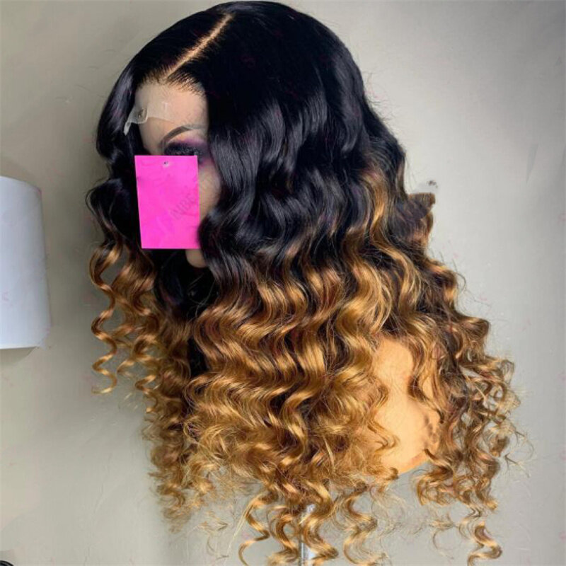 180Density Glueless Soft 26“ Long Ombre Blond Deep Curly Lace Front Wig For Women BabyHair Preplucked Heat Resistant Daily