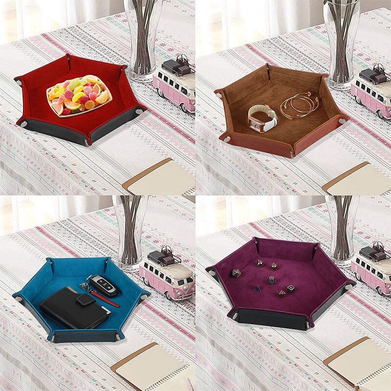 1 Piece Dice Tray PU Leather Dice Folding Hexagonal Tray Dice Holder Suitable For Dice Games, And Other Tabletop Games