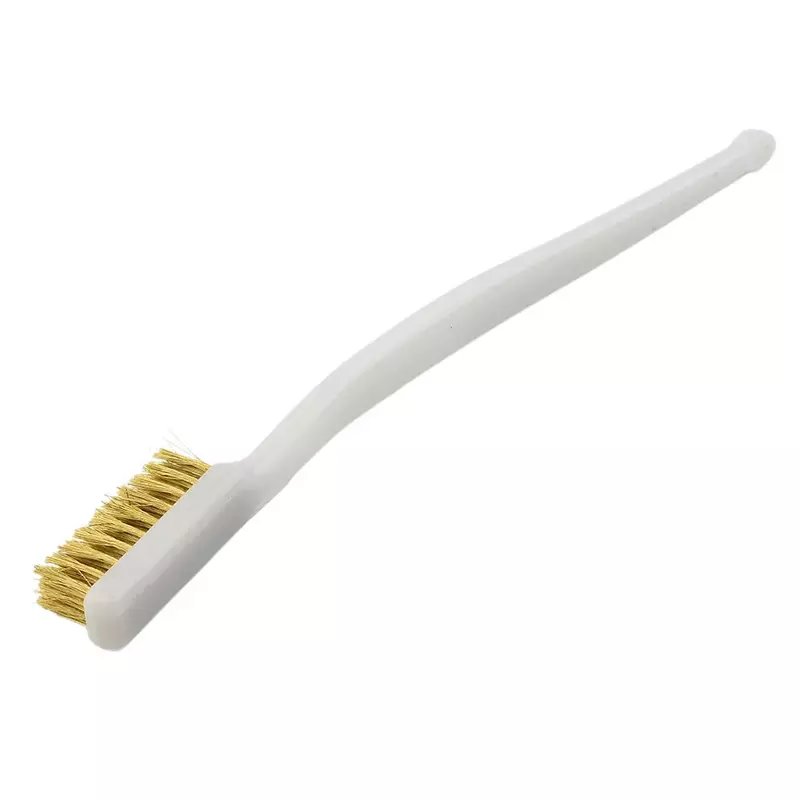 5PCS Plastic Handle Brass Wire Brush For Industrial Devices Polishing Cleaning Mini  Handle Brass Bristle Wire Brush White (