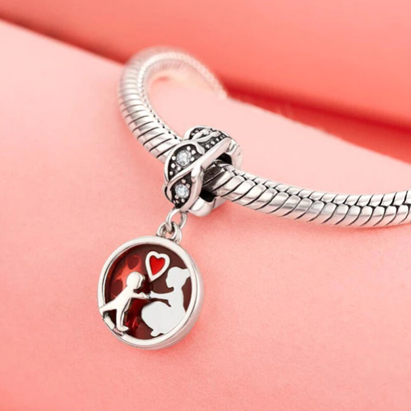 2023 New Hot Sale 925 Silver Forever Family Mom Charms DIY Dangle Beads Fit Original Pandora Bracelet Necklace Fashion Jewelry
