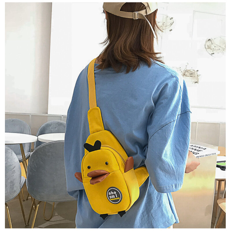 Nuova borsa a tracolla in tela di anatra gialla coreana per bambini nero bianco rosa borse a tracolla di grande capacità borse da toilette per telefono