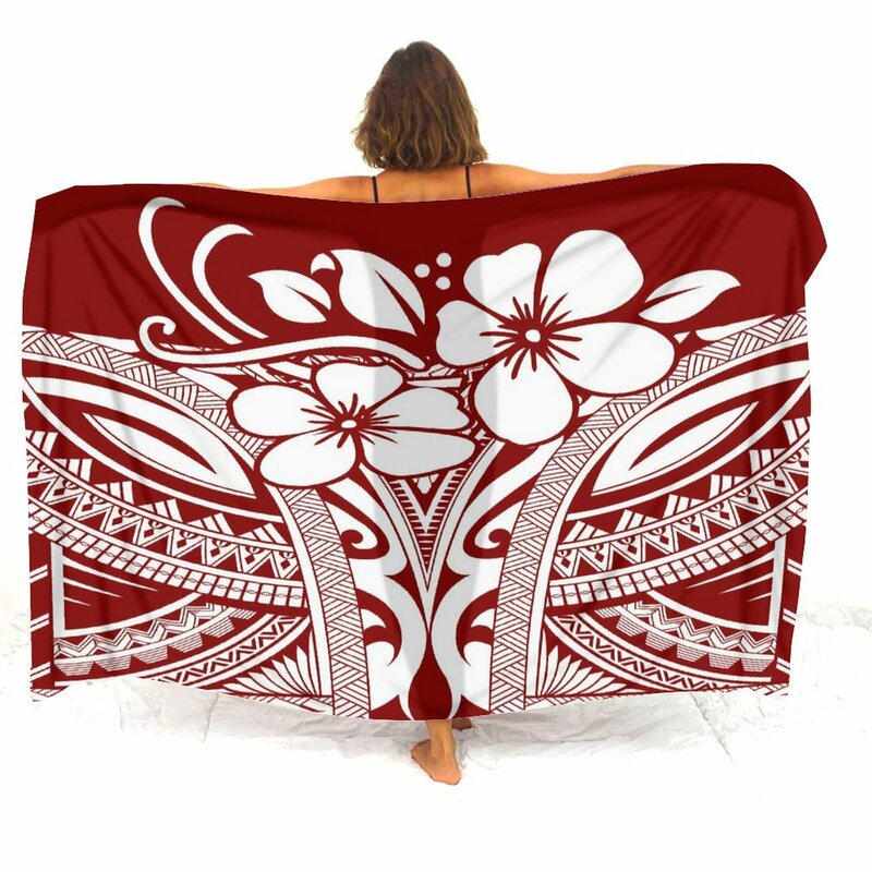 Parfaite pour les dames, imprimé floral de la tribu des Sarong, conception de fleurs d'hibiscus, tablier de plage pour l'été, station balnéaire hawaïenne