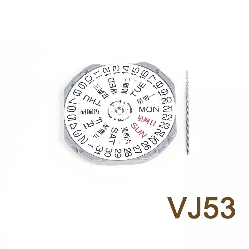 Japoński, nowy, oryginalny mechanizm VJ53 VJ53 z podwójnym kalendarzem, mechanizm kwarcowy z trzema wskazówkami, akcesoria do zegarków