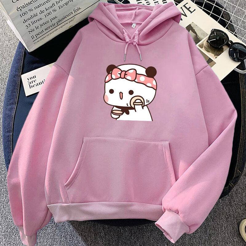 Cartoon Panda Bear Bubu Dudu Printing Hoodies Make Up Graphic Sweatshirts Casual Comfortable Kawaii Print Clothing for Women/Men