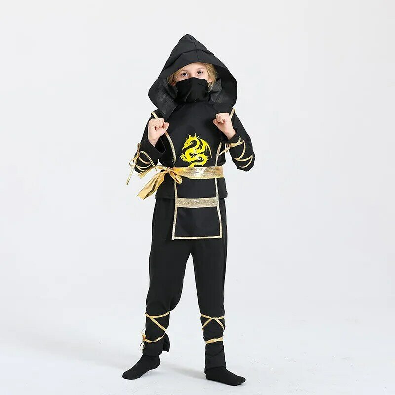 Costume de Ninja pour garçons, ensemble de cosplay de performance, costume de Kung Fu, tenue de héros souriants, costume d'Halloween pour enfants, fête de famille