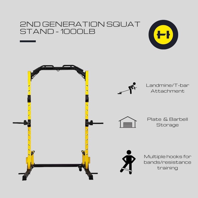 Hulkfit Pro Series Gen 2 Squat Stand Rack, Barras de Pullup Multi-Grip, Multi-Color