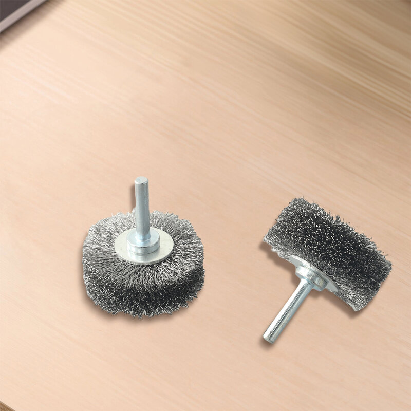 Aço inoxidável fio roda escova, polimento escova para Die Grinder, broca elétrica escova, ferramenta rotativa, 6mm Shank, 2pcs, 2"