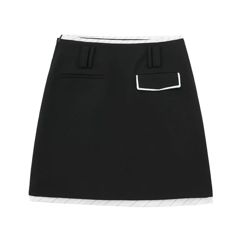 Minifalda Vintage de cintura alta con cremallera lateral para Mujer, diseño dividido, serie informal, moda elegante, nuevo