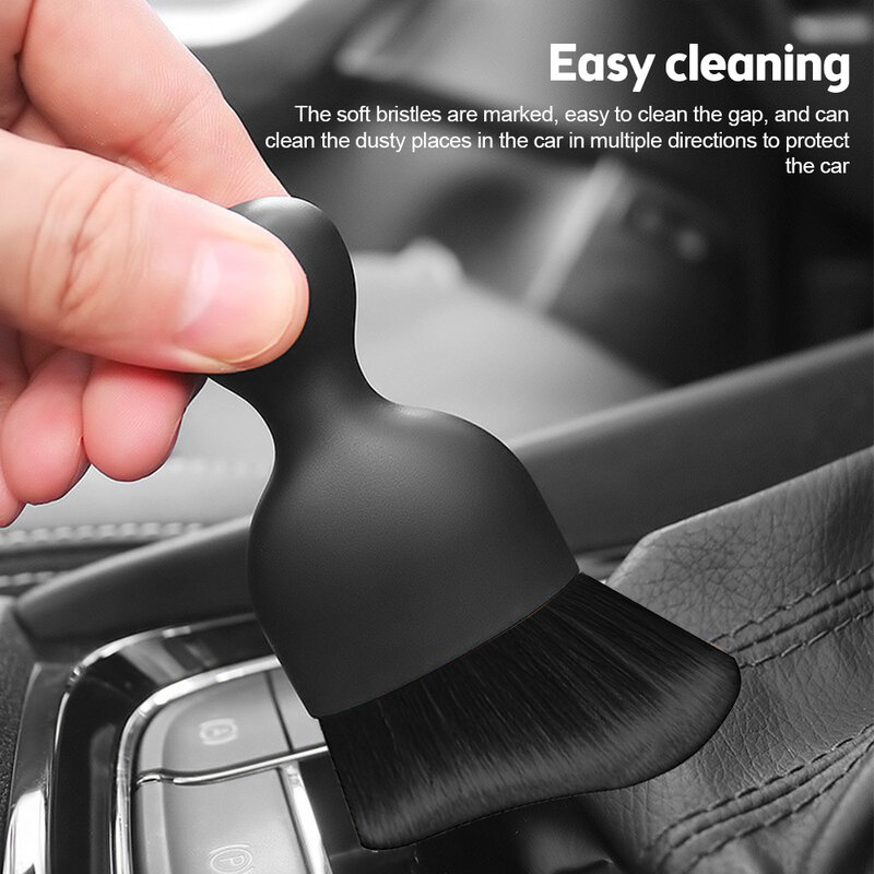 Cepillo de limpieza Interior de coche, herramienta de limpieza de consola central, salida de aire, cepillo suave con carcasa, cepillo de eliminación de polvo para hendiduras de coche