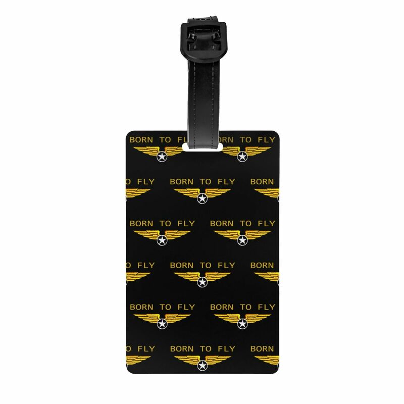 Born To Fly Flight Pilot Luggage Tag Custom Flying Aviation Aviator Baggage Tags Privacy Cover ID Label