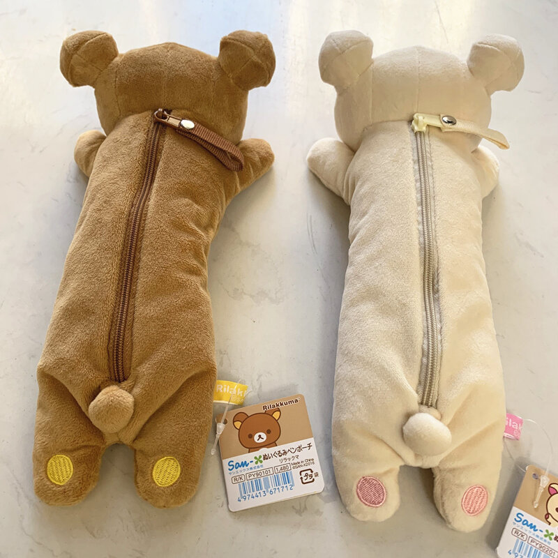 Милые плюшевые пеналы Kawaii Rilakkuma для девочек, детские школьные Пеналы, милые карандаши с медведем из коррилаккумы в стиле аниме, органайзер, сумка для ручек