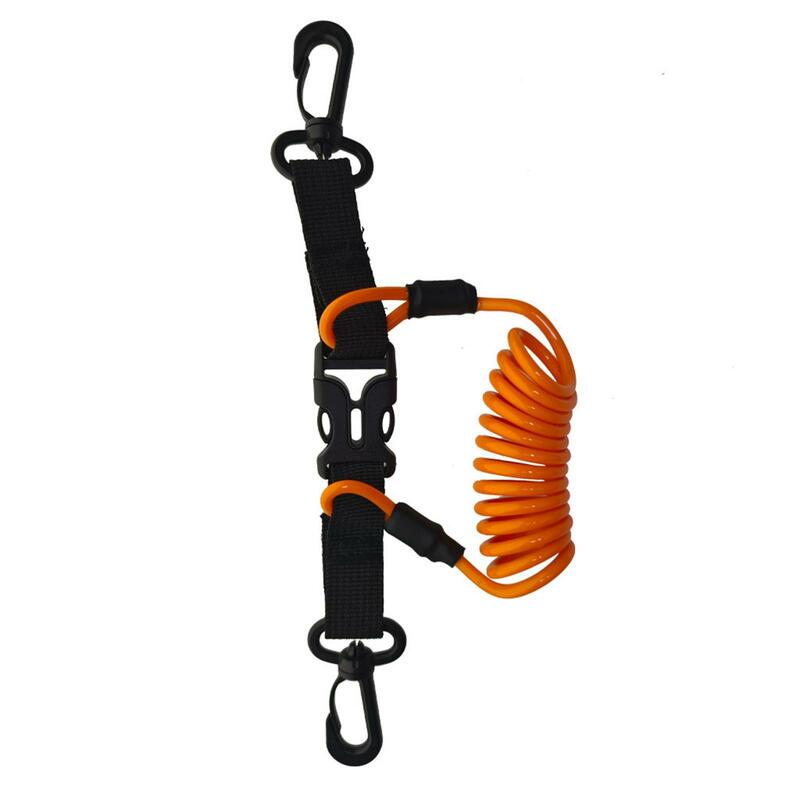 Scuba Diving Lanyard, Diving Spring Coiled Lanyard Clip with Webbing Strap Quick Release Buckle for Flashlights, Cameras