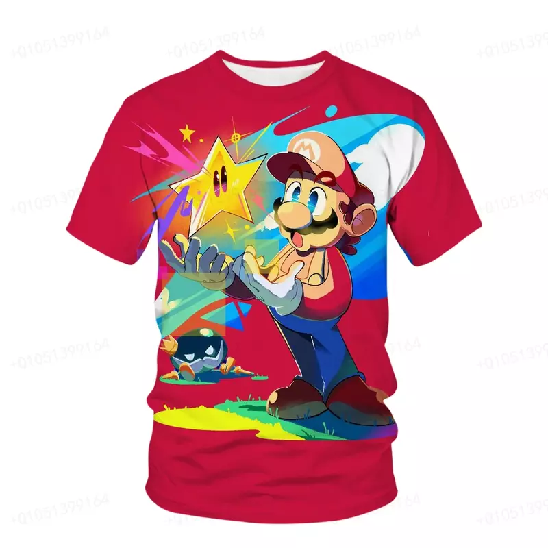 2024 summer new style Super Mario creative printing 3-14 years old children's T-shirt outdoor sports breathable quick-drying boy
