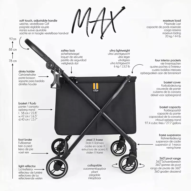 509 Crew My Duque: Personal Shopping Cart - Foldable, Portable, Lightweight Cart with Rolling Front