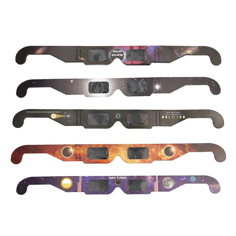 Veelkleurige Papieren Zonsverduistering Bril Totale Observatie Zonnebril 3d Buiten Eclips Anti-Uv Kijkbril Groothandel