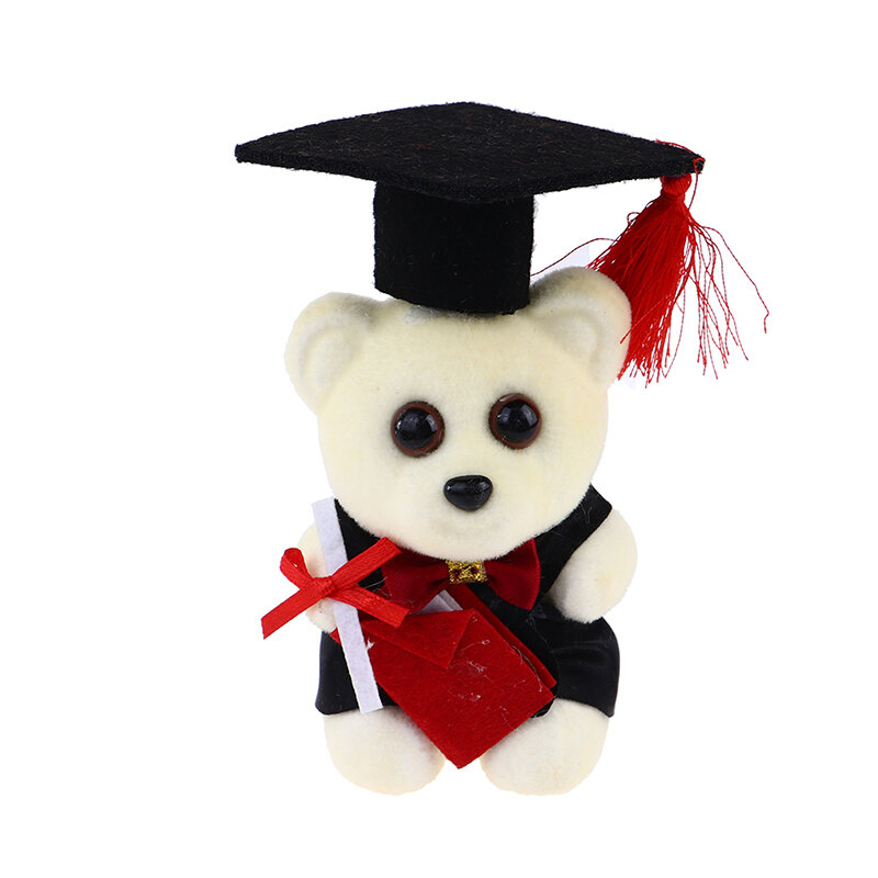 1PCS 12/10ซม.ยืนจบการศึกษาพิธีตุ๊กตาหมีดอกไม้ตกแต่ง Graduates ของขวัญอุปกรณ์เสริม
