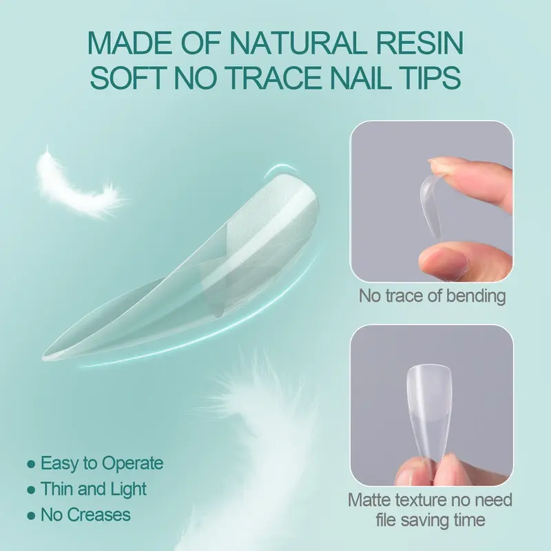 Nailpop 120pcs Acrylic Nails Fake Capsule Short Almond Coffin Square Artificial Nail Extension Soft Gel Tips Accessories Tools