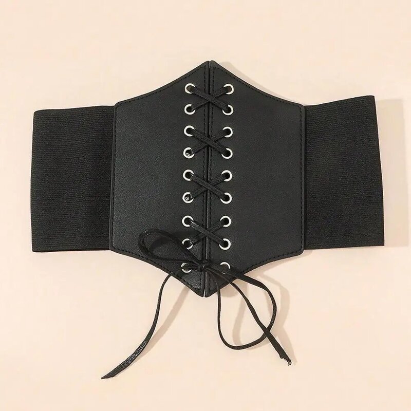 Cintura per la decorazione del vestito da donna cintura per corsetto con lacci elegante per le donne cintura larga elastica in vita in ecopelle per il vestito