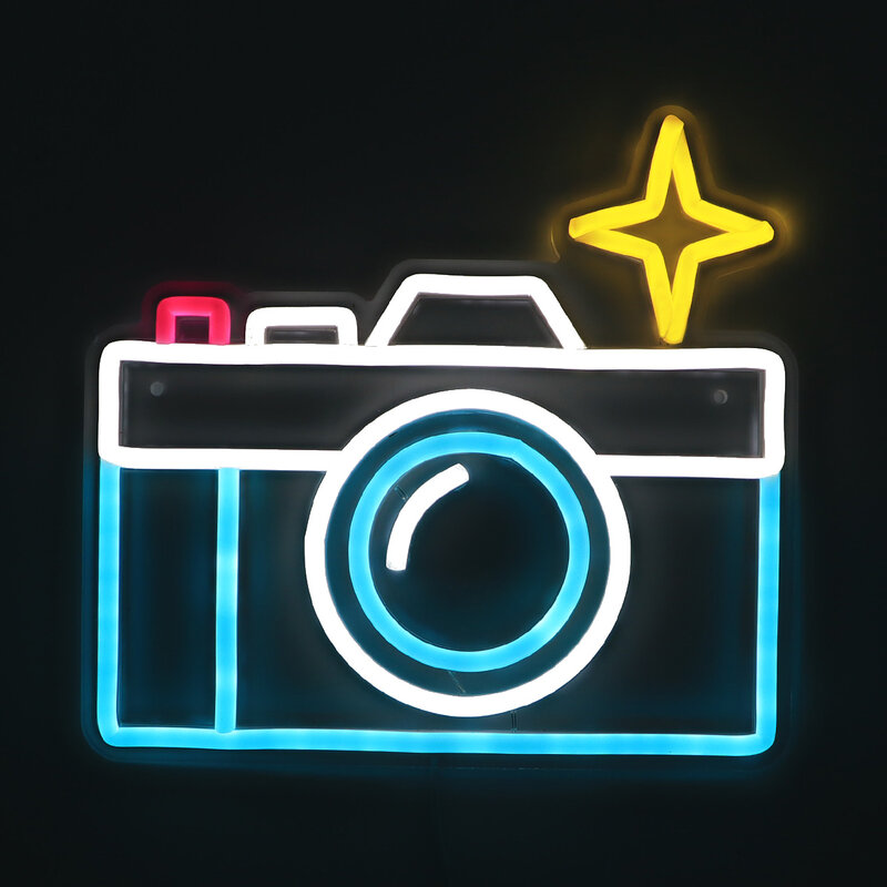 1pc Cool Camera LED Wall Neon Sign USB Power 5V Low Voltage Safe Night Light For Shop Bar Event Pub Decoration 10.08''*9.45''