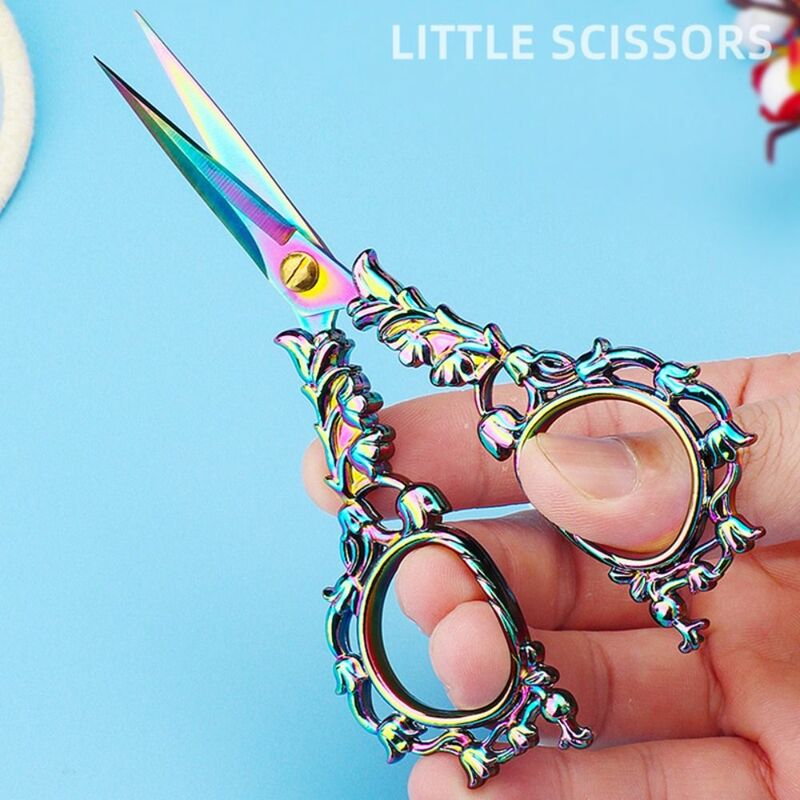 Mini Pointed Scissors Retro Multifunctional Stainless Steel Sewing Scissors Craft Tool Stationery Scissors Home