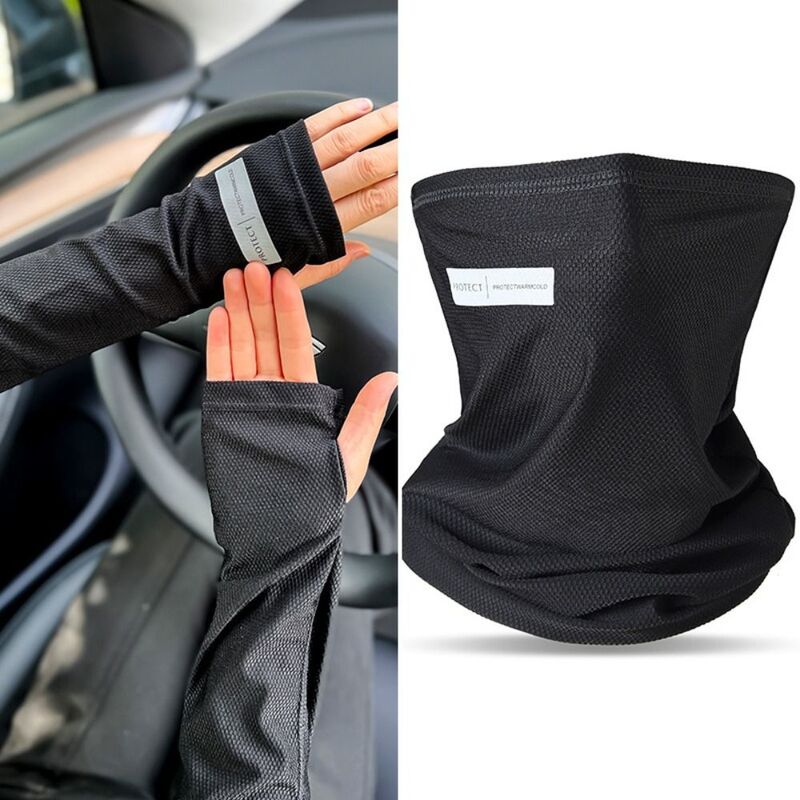 Men Women Arm Sleeves Sun UV Protection Arm Cover And Ice Silk Face Mask For Cycling Fishing Running Climbing Sport