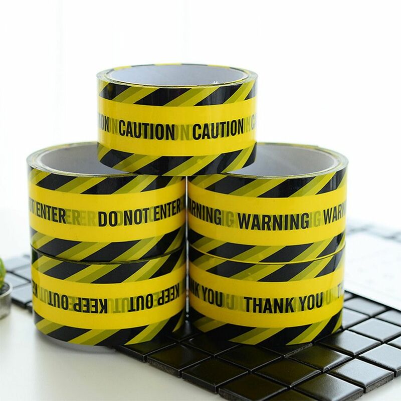 블랙 문자 경고 테이프, 노란색 경고 테이프, 접착 테이프, 할로윈 장식, 파티 장식, 4.8cm x 25m