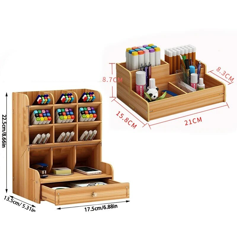 1pc Holz Schreibtisch Organizer multifunktion ale DIY Stift halter Aufbewahrung sbox Desktop stationäre Lager regal für Home Office und Schule