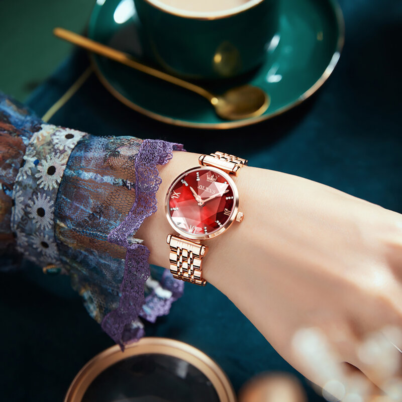 OLEVS-reloj de cuarzo con correa de acero inoxidable para mujer, conjunto de pulsera de marca superior, resistente al agua, regalo, nuevo, 2022