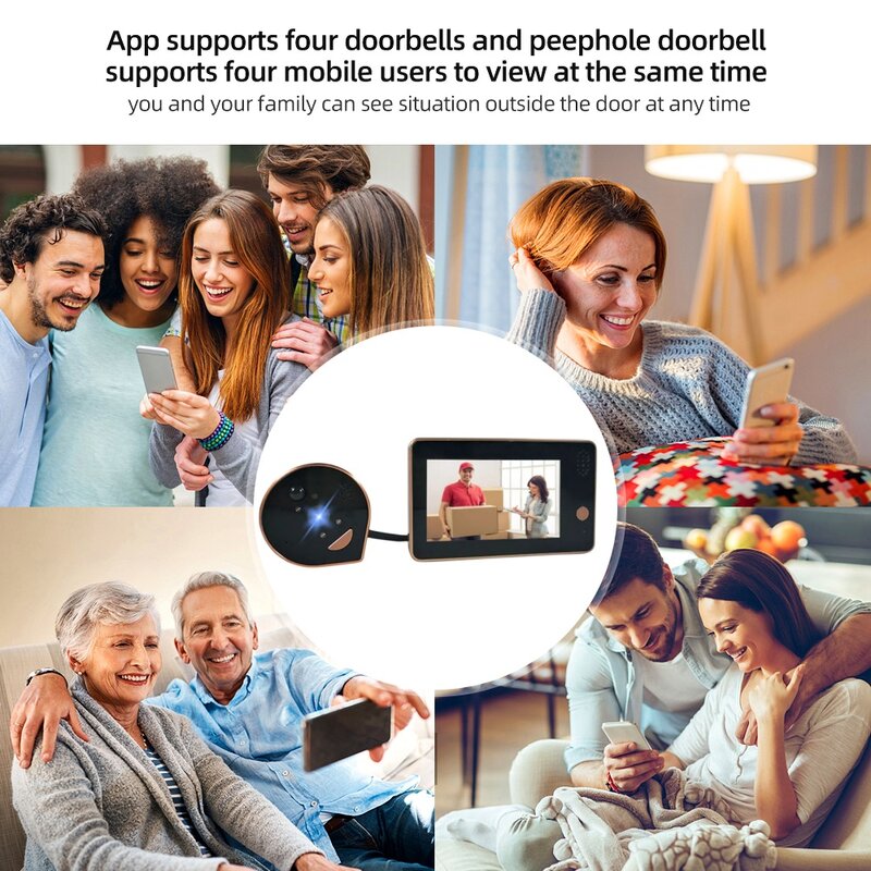 3MP Wireless Doorbell Tuya Smart Home Security Peephole Video Doorbells PIR Detect 130° Wide Angle Door Eye With Camera For Home