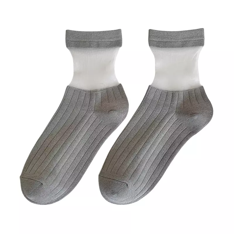 4 Pairs Women's Socks Thin New Solid Color Transparent Crew Socks Female Multipack Casual Simple Soft Basic Socks Girls Fashion