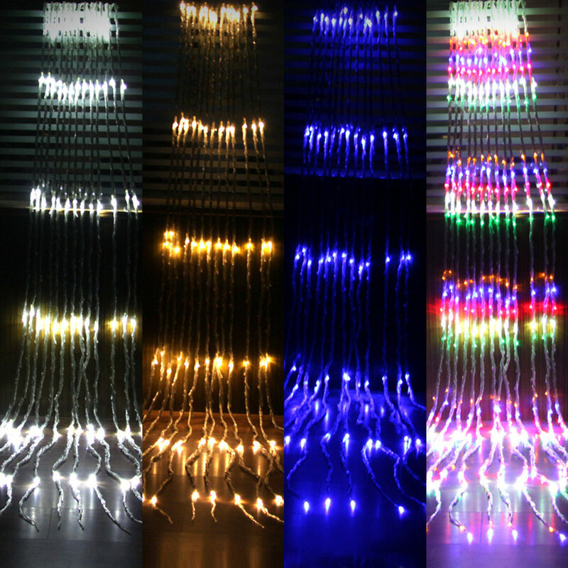 LED 폭포 스트링 라이트 야외 창 커튼 고드름 라이트, 파티 크리스마스 유성우 비 빛, 화환, 3x2m, 3x6m, 6x3m