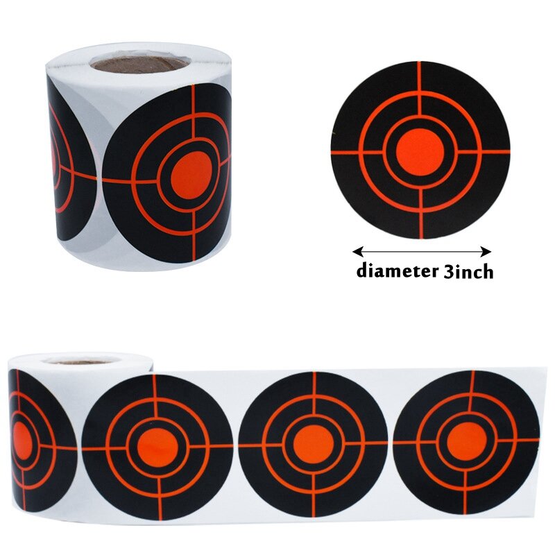 200 Self Adhesive Target Roll Splatter Targets for Shooting 3 Inch Reactive Paper Target Stickers for BB Gun, Pellet Gun, Airsof