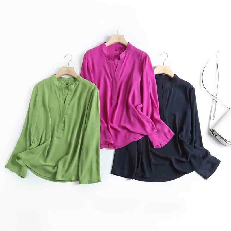Women 2023 New Fashion Summer Loose Solid Color Long Sleeve Shirt Vintage All-Match Casual Female Shirts Blusas Chic Tops