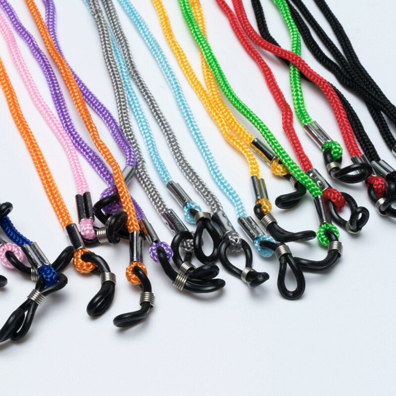 12 buah/lot tali leher warna hitam dapat diatur tali kabel penahan Landyard untuk kacamata kacamata hitam