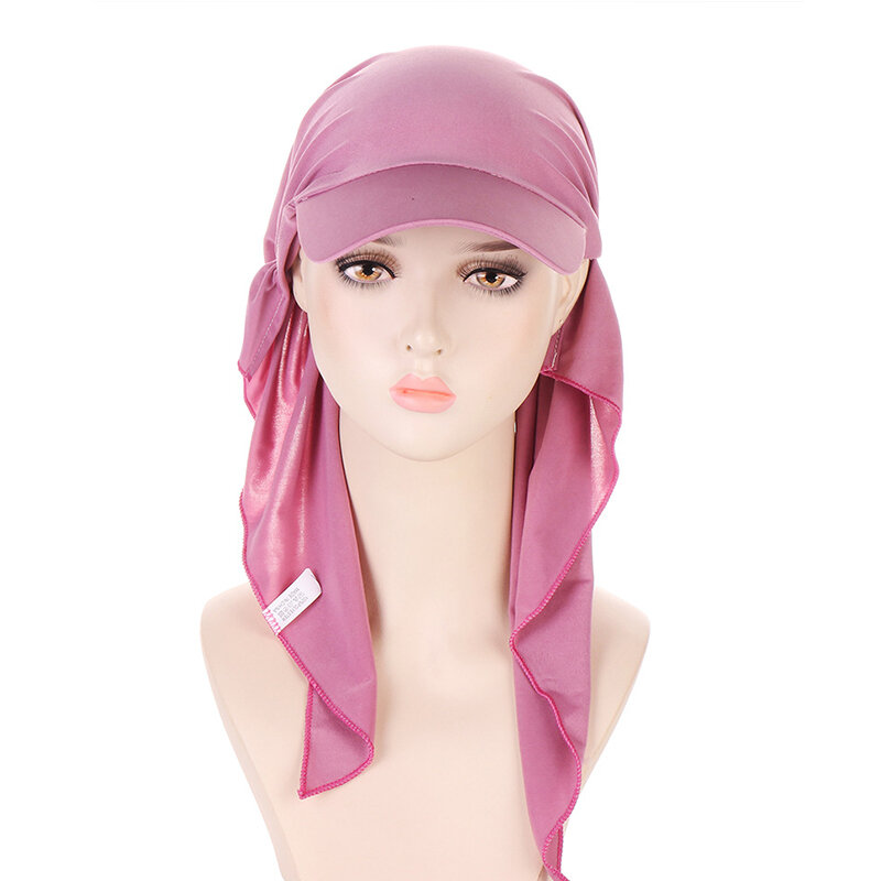 Women Classic Turban Hat Solid Color Scarf Cap Headscarf Baseball Cap Sun Hats Soft Fashion Outdoor Brim Sunshade Hats
