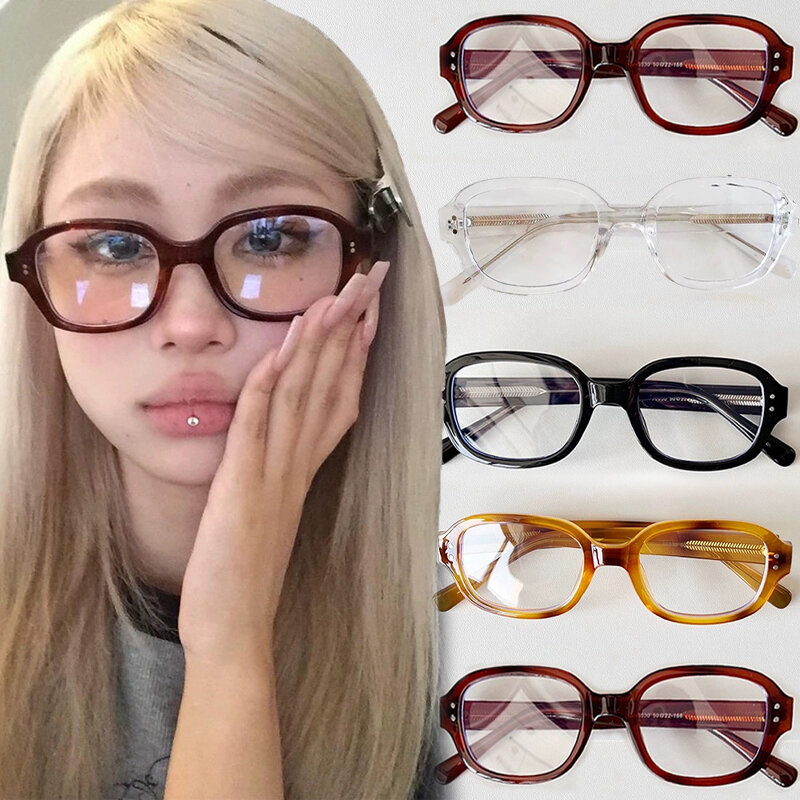 แว่นตาผู้หญิงกรอบสี่เหลี่ยมสไตล์ย้อนยุค kacamata baca คอมพิวเตอร์สีแดงใสแว่นตากันลมสำหรับตกแต่งแนววินเทจ
