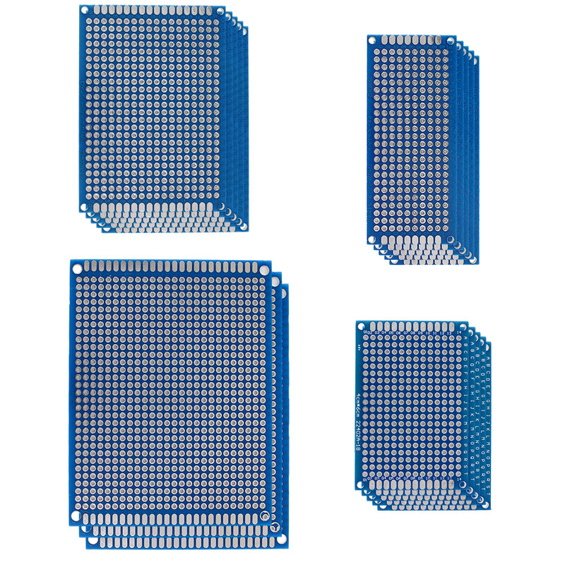 18 buah kit papan PCB prototipe dalam beberapa dimensi 3x7 4x6 5x7x9cm, berbagai ukuran untuk proyek elektronik elektronik DIY