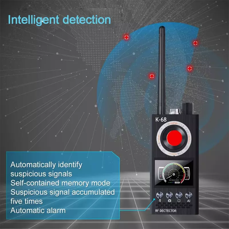 Detector de señal RF inalámbrico antiespía, rastreador GPS GSM, cámara oculta, dispositivo de escucha, versión Profesional, K68