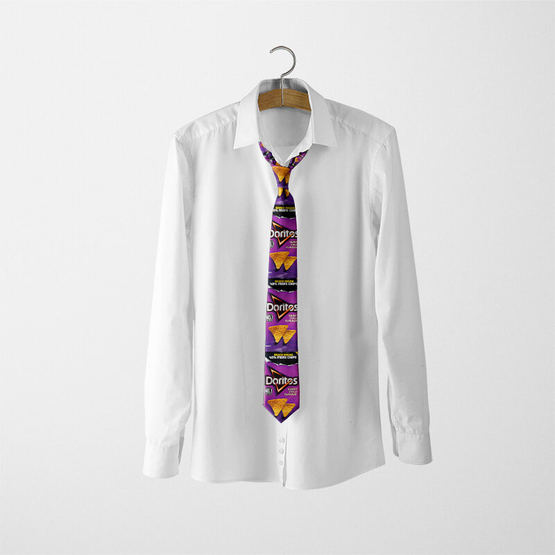Gorące jedzenie drukowane krawat mężczyźni moda codzienna nowość śmieszne frytka ziemniaczana krawat wesele koszula na Halloween z prezentem krawat dla Neutra